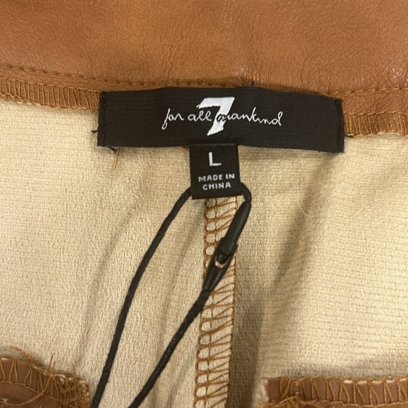 7 For All Mankind Faux Leather Wide Leg Cropped Pants Saddle Tan Size L - Picture 8 of 16